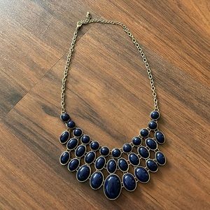 Navy and gold beaded accent necklace